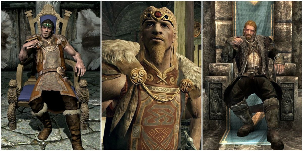 Side-by-side screenshots of major characters from Skyrim
